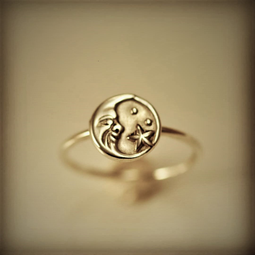 Moon & Stars Silver Ring